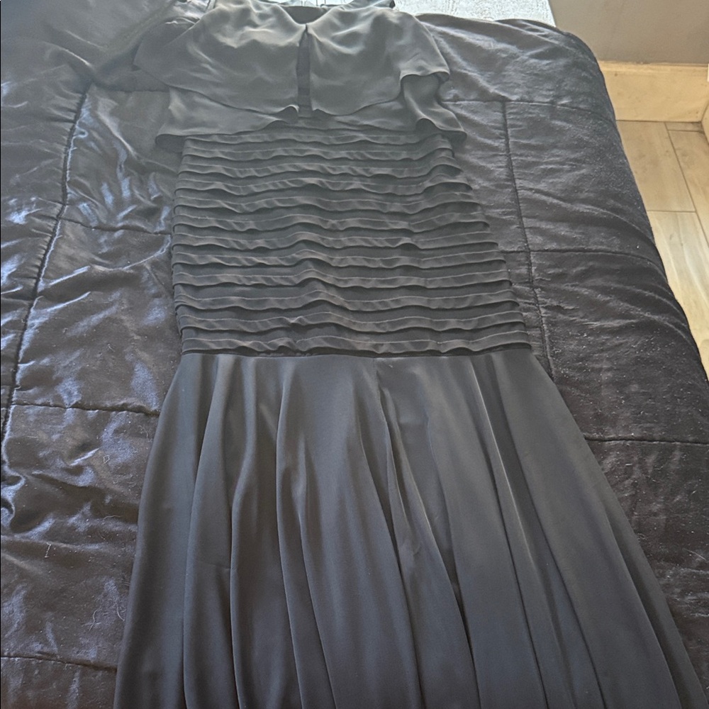 Xscape Black Ruffled Maxi Dress